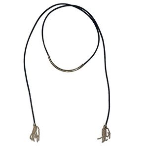 Rope Choker Necklace with Gold Bar & Tassels